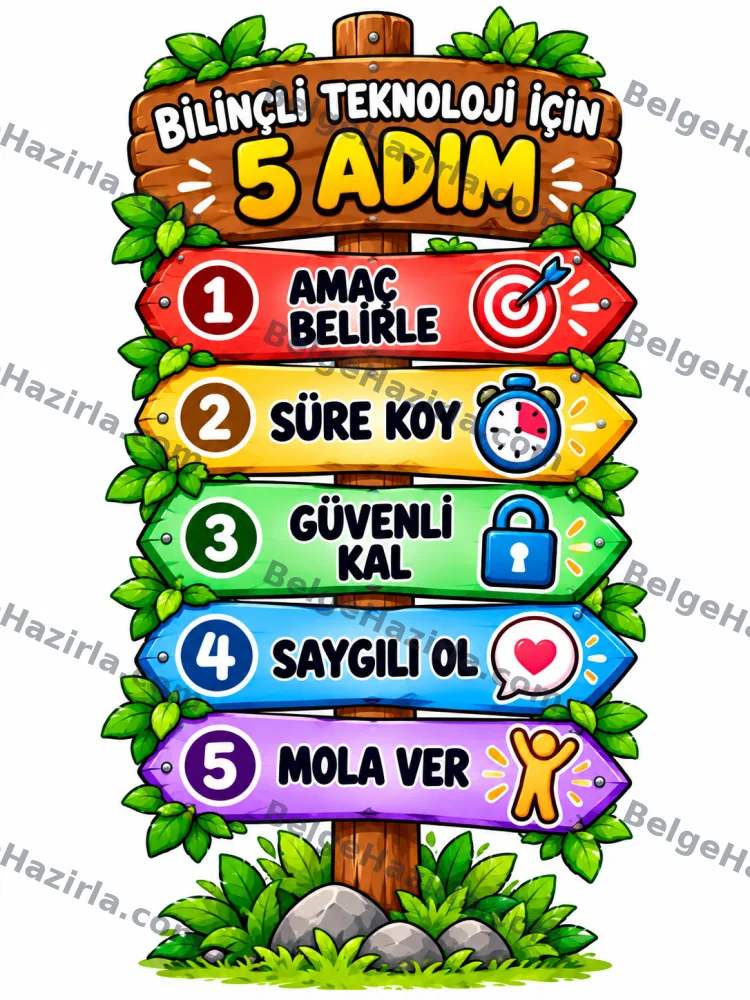 Bilinçli Teknoloji Kullanımı Panosu | İlkokul, Ortaokul ve Lise görseli 3