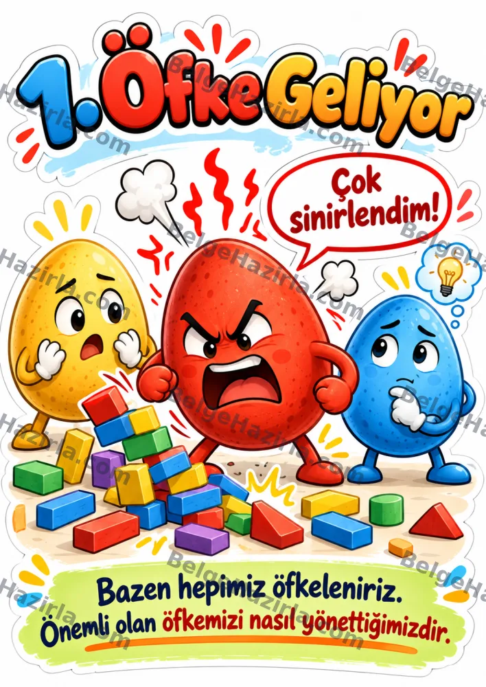 Öfkeli Yumurtalar Öfke Yönetimi Panosu | İlkokul ve Ortaokul görseli 2