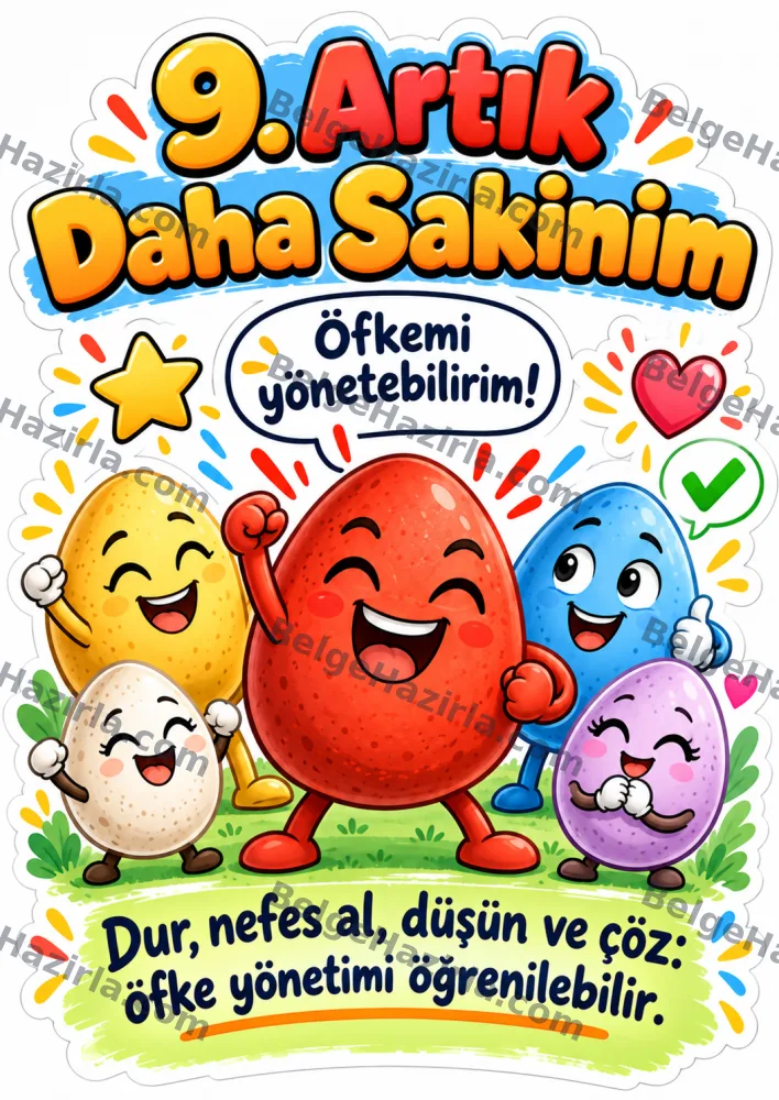 Öfkeli Yumurtalar Öfke Yönetimi Panosu | İlkokul ve Ortaokul görseli 10