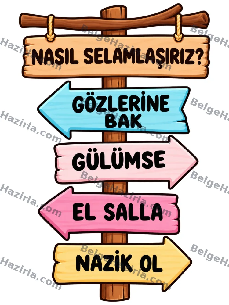 Selamlaşma Panosu – MEB 2026-2027 Genel Hedefi | Okul Öncesi ve İlkokul görseli 1
