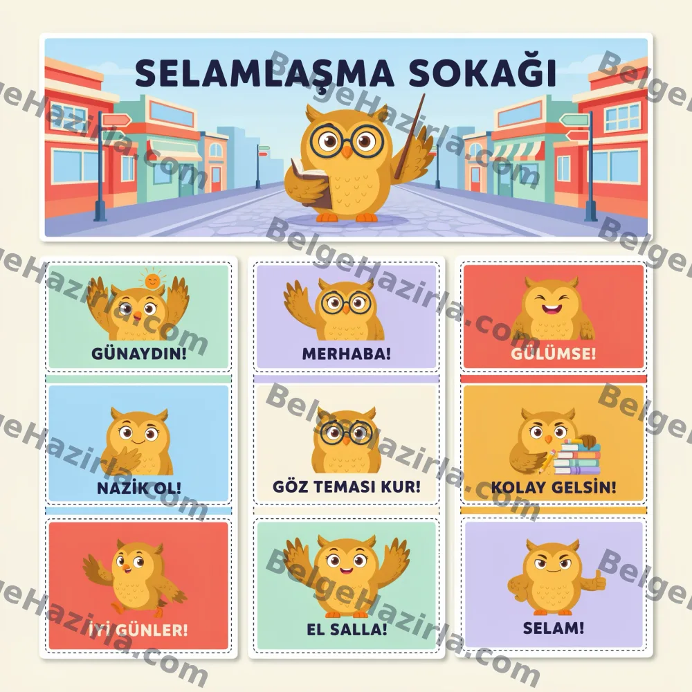Selamlaşma Sokağı Selamlaşma Panosu – MEB 2026-2027 Genel Hedefi | Okul Öncesi ve İlkokul görseli 2