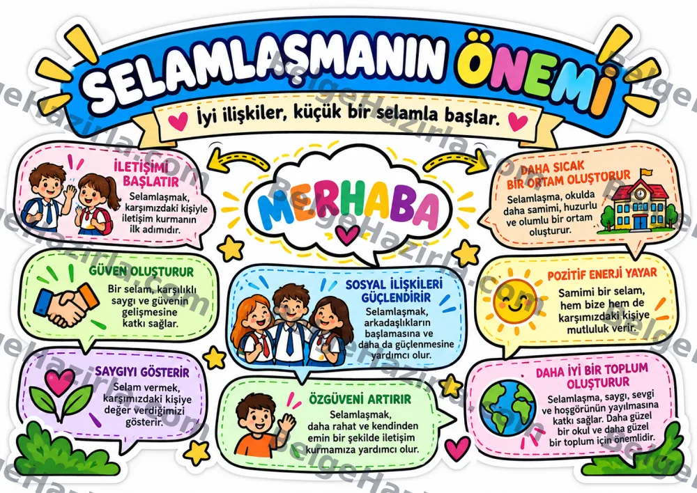 Selamlaşmanın Önemi Panosu – MEB 2026-2027 Genel Hedefi | İlkokul ve Ortaokul görseli 1