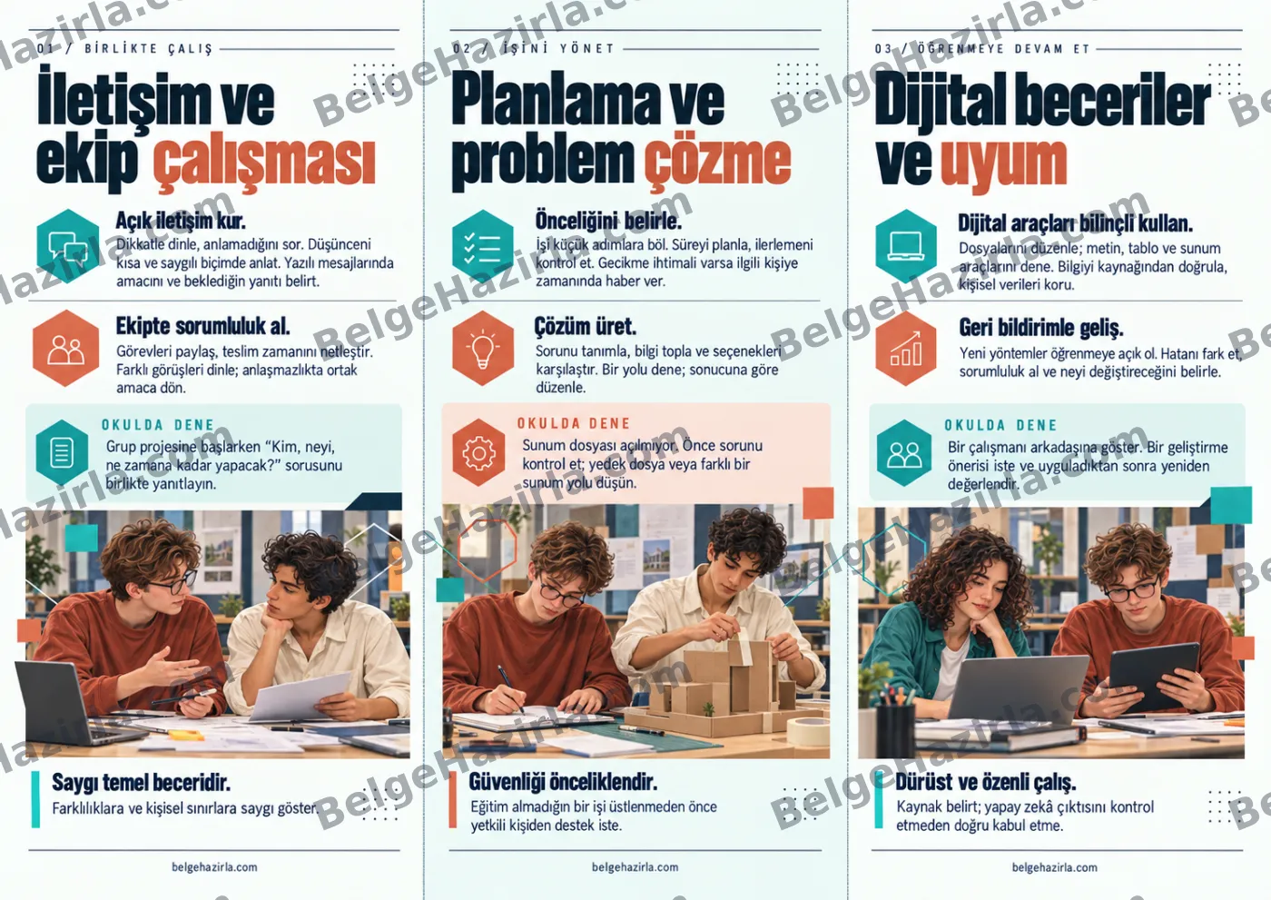 İş Yaşamına Yönelik Beceriler: Geleceğe Hazırlık Broşürü — arka yüz önizlemesi (filigranlı)