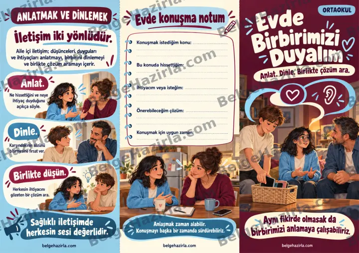 Aile İçi İletişim: Evde Birbirimizi Duyalım Broşürü ön yüz önizlemesi