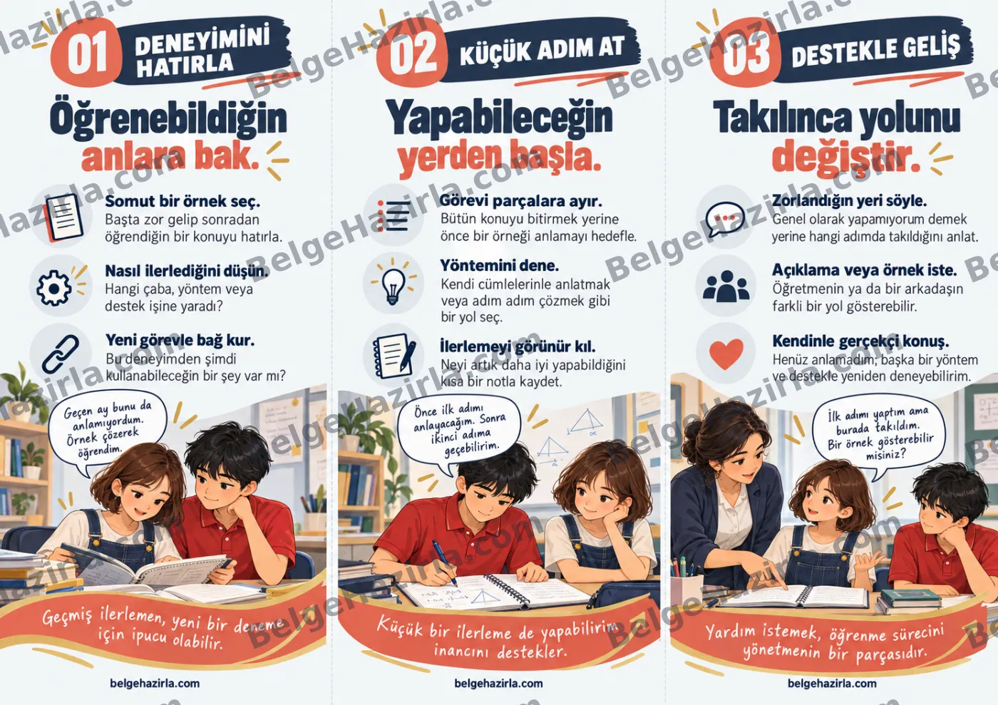 Akademik Özyeterlik: Öğrenebilirim, Gelişebilirim Broşürü — arka yüz önizlemesi (filigranlı)