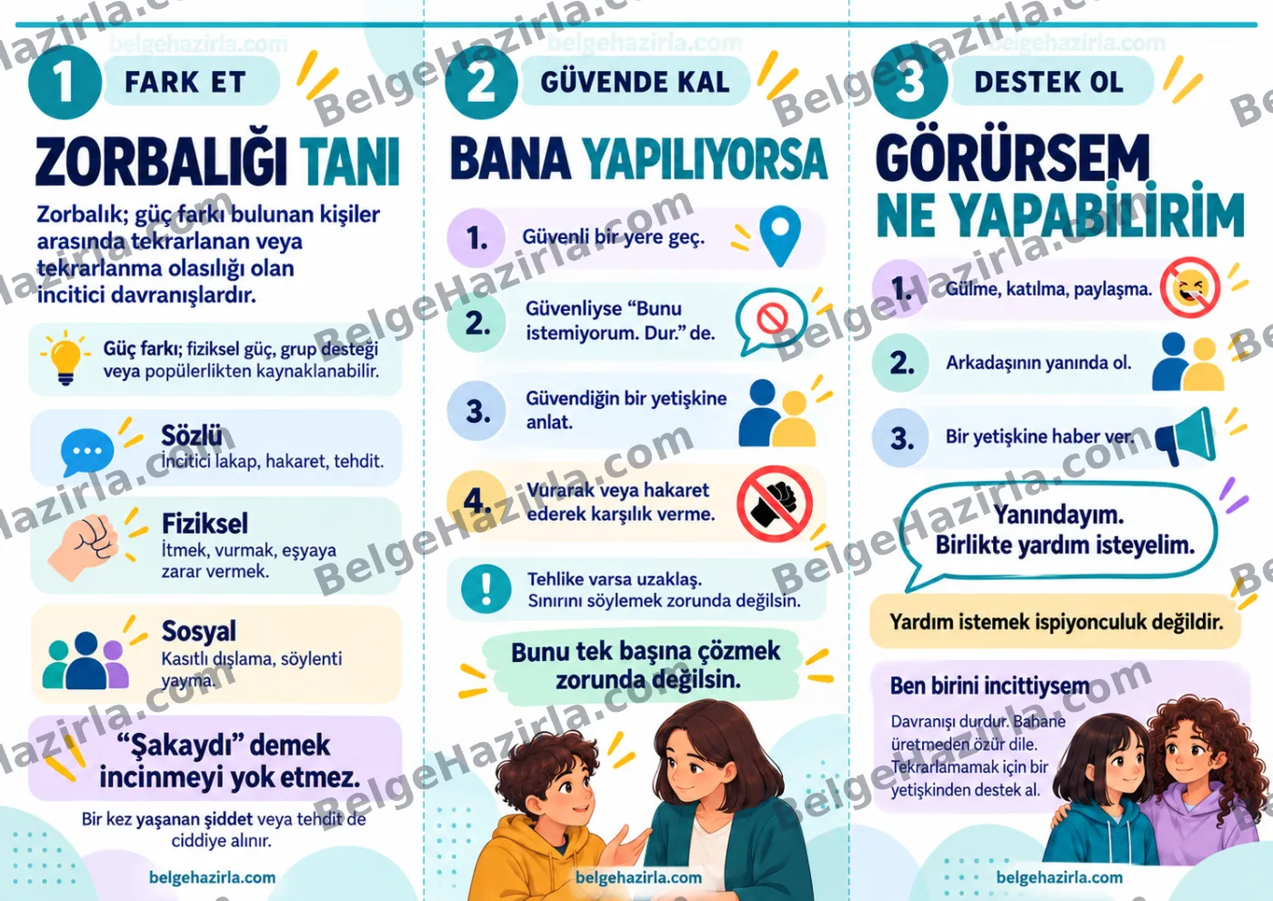 Akran Zorbalığına Dur De: Kısa Bilgilendirme Broşürü — arka yüz önizlemesi (filigranlı)