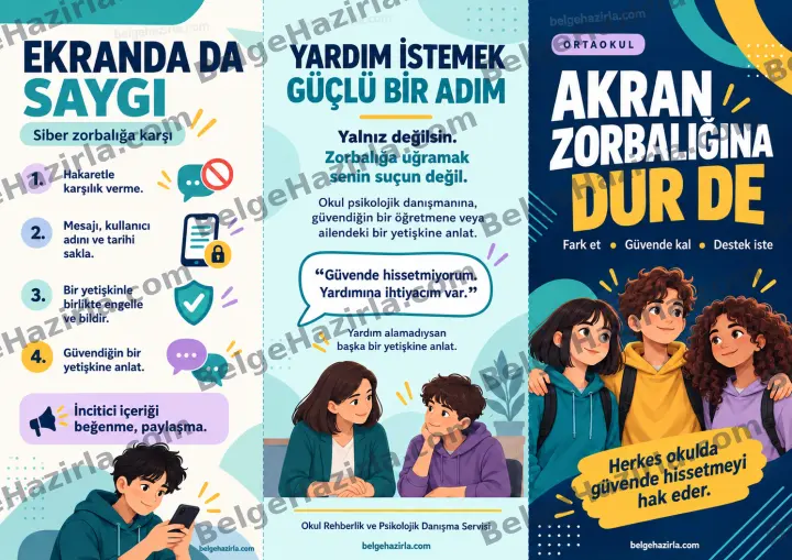 Akran Zorbalığına Dur De: Kısa Bilgilendirme Broşürü ön yüz önizlemesi