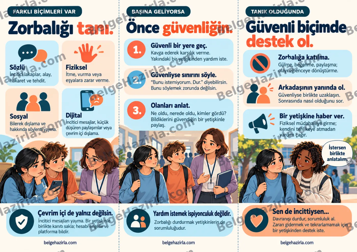 Akran Zorbalığı: Yan Yana Daha Güçlüyüz Broşürü — arka yüz önizlemesi (filigranlı)