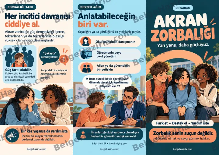 Akran Zorbalığı: Yan Yana Daha Güçlüyüz Broşürü ön yüz önizlemesi