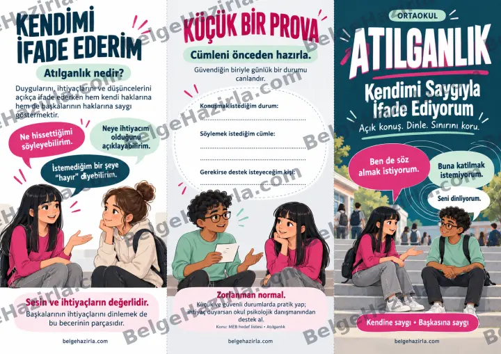 Atılganlık: Kendimi Saygıyla İfade Ediyorum Broşürü ön yüz önizlemesi