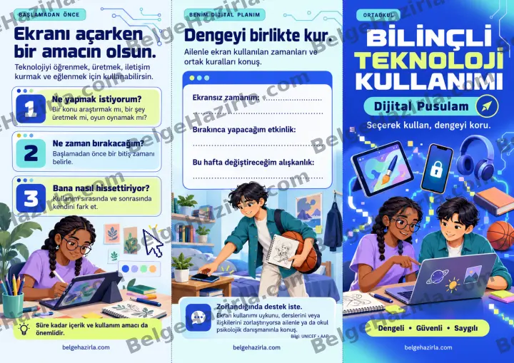 Bilinçli Teknoloji Kullanımı: Dijital Pusulam Broşürü ön yüz önizlemesi