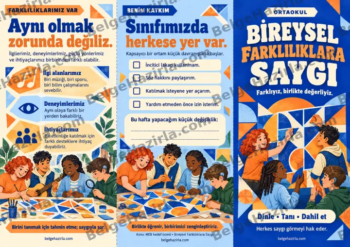Bireysel Farklılıklara Saygı: Herkese Yer Var Broşürü ön yüz önizlemesi