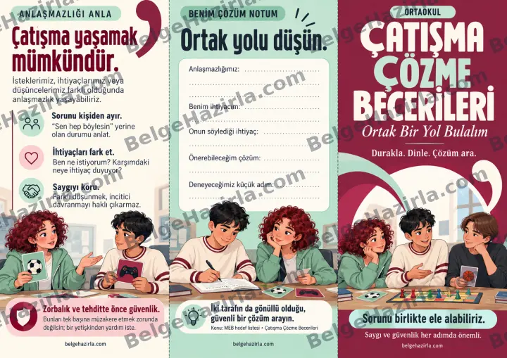Çatışma Çözme: Ortak Bir Yol Bulalım Broşürü ön yüz önizlemesi