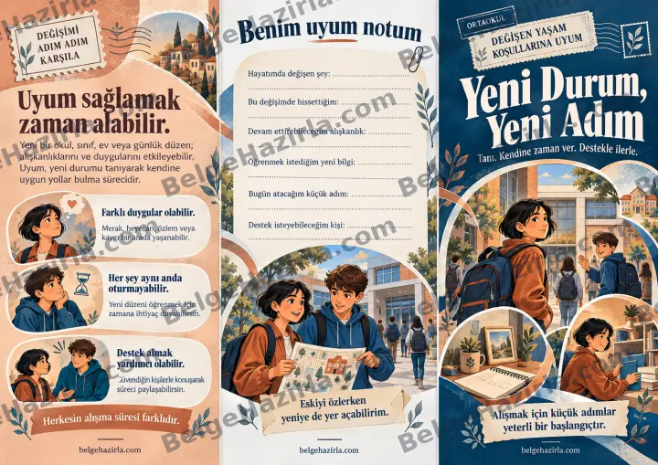 Değişen Yaşam Koşullarına Uyum: Yeni Durum, Yeni Adım Broşürü ön yüz önizlemesi