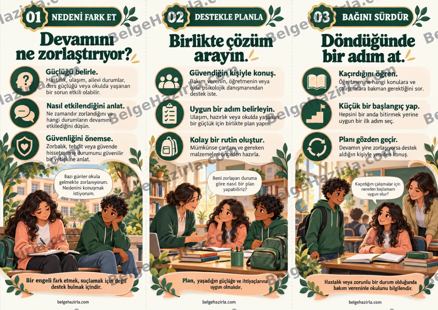 Devamsızlığı Önleme: Okulda Yerim Var Broşürü — arka yüz önizlemesi (filigranlı)