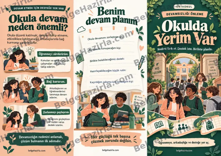 Devamsızlığı Önleme: Okulda Yerim Var Broşürü ön yüz önizlemesi