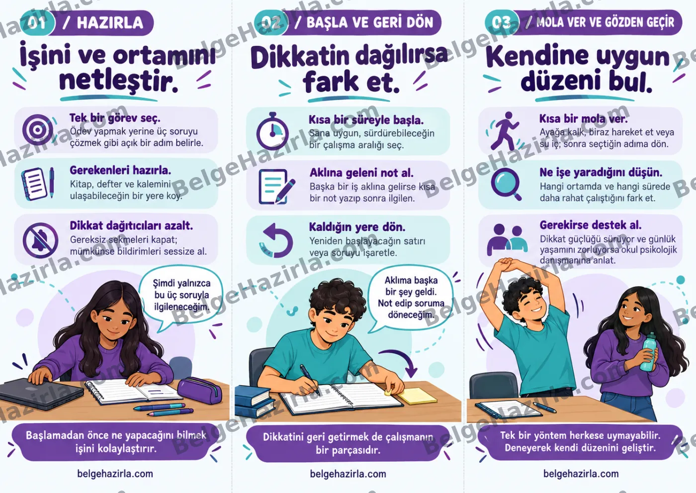 Dikkat Geliştirme: Dikkatimi Topluyorum Broşürü — arka yüz önizlemesi (filigranlı)