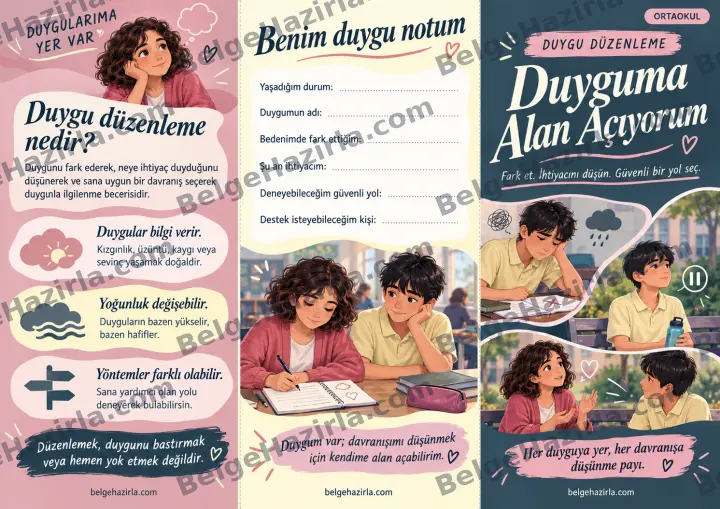 Duygu Düzenleme: Duyguma Yer Açıyorum Broşürü ön yüz önizlemesi