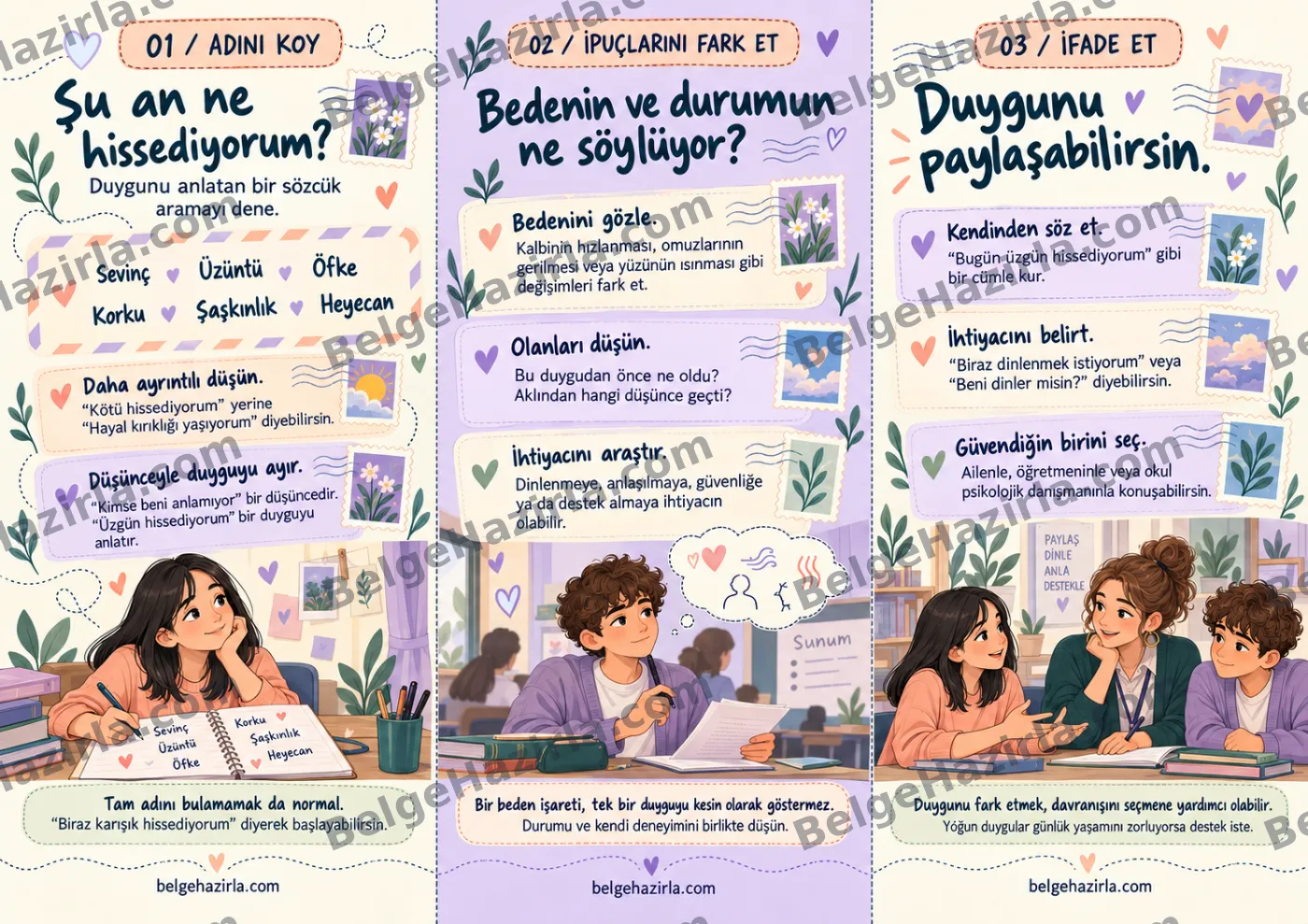 Duygu Farkındalığı: Duygularıma Kulak Veriyorum Broşürü — arka yüz önizlemesi (filigranlı)
