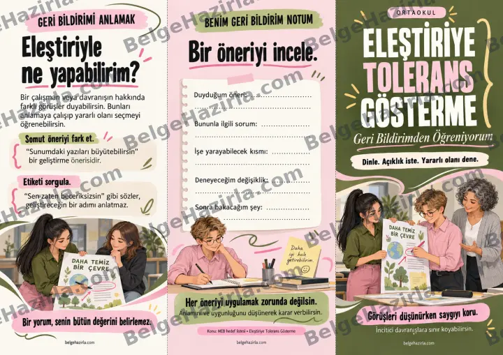 Eleştiriye Tolerans: Geri Bildirimden Öğrenmek Broşürü ön yüz önizlemesi