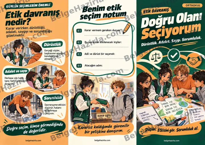 Etik Davranış: Günlük Seçimlerim Önemli Broşürü ön yüz önizlemesi