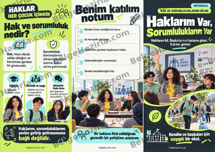 Hak ve Sorumluluklar: Hakkımı Bilirim, Saygı Gösteririm Broşürü ön yüz önizlemesi