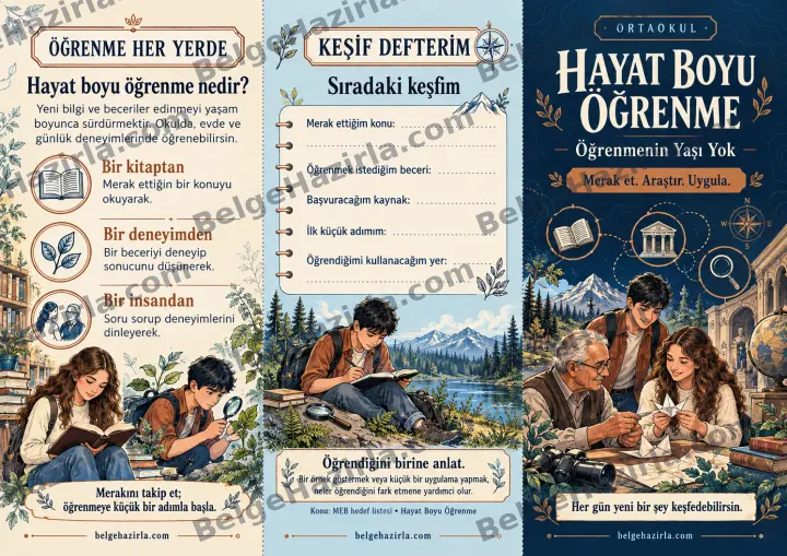 Hayat Boyu Öğrenme: Merak Et, Araştır, Paylaş Broşürü ön yüz önizlemesi
