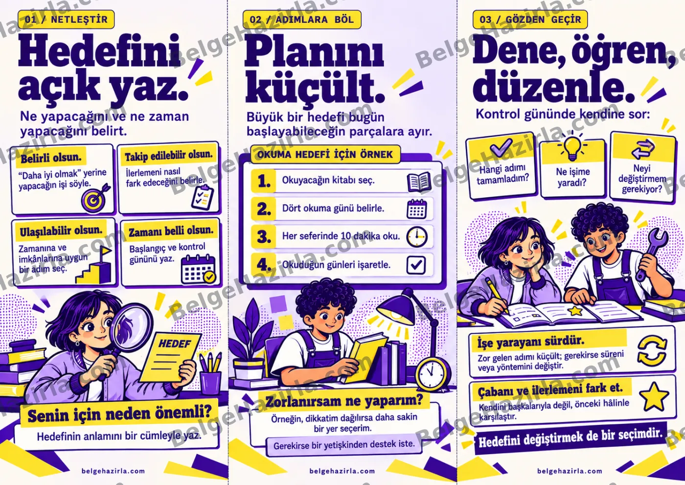 Hedef Belirleme: Dilekten Uygulanabilir Plana Broşürü — arka yüz önizlemesi (filigranlı)