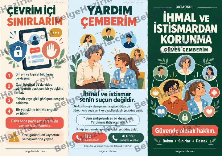 İhmal ve İstismardan Korunma: Güvenli Adımlar Broşürü ön yüz önizlemesi