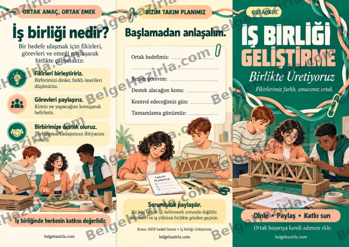 İş Birliği Geliştirme: Ortak Amaç, Ortak Emek Broşürü ön yüz önizlemesi