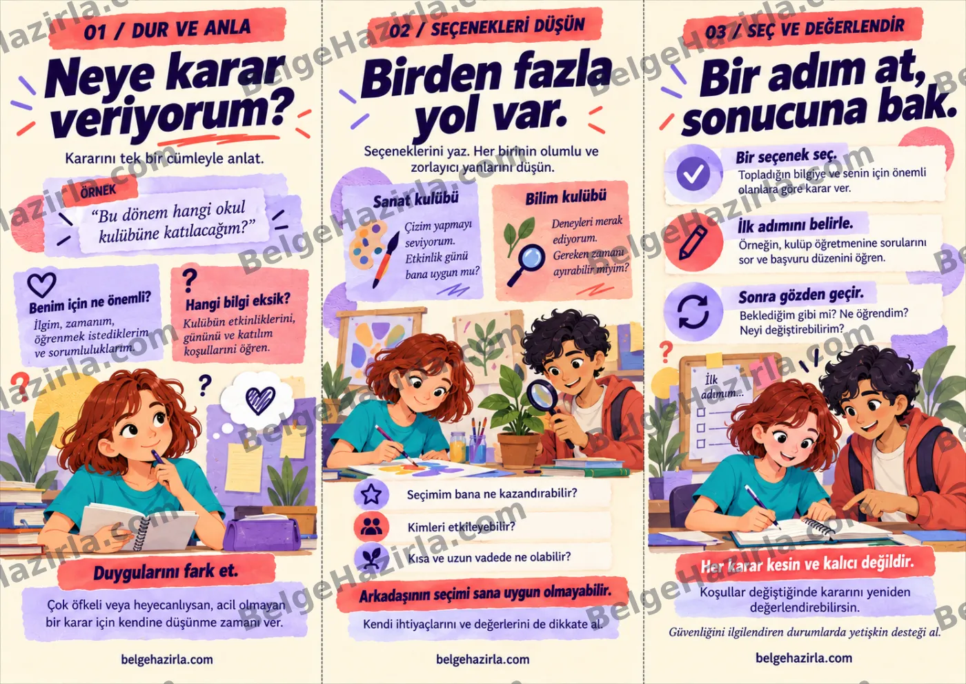 Karar Verme: Dur, Düşün, Seç, Değerlendir Broşürü — arka yüz önizlemesi (filigranlı)
