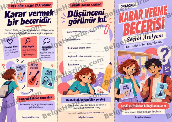 Karar Verme: Dur, Düşün, Seç, Değerlendir Broşürü ön yüz önizlemesi