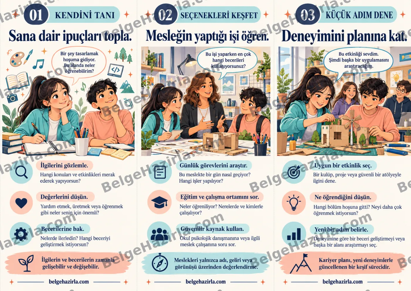 Kariyer Planlama: Geleceğime Yol Açıyorum Broşürü — arka yüz önizlemesi (filigranlı)