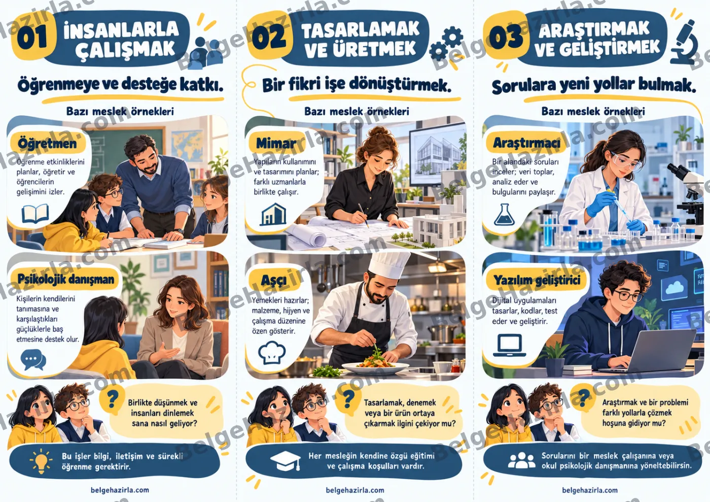 Meslek Tanıtımı: Meslekleri Keşfediyorum Broşürü — arka yüz önizlemesi (filigranlı)