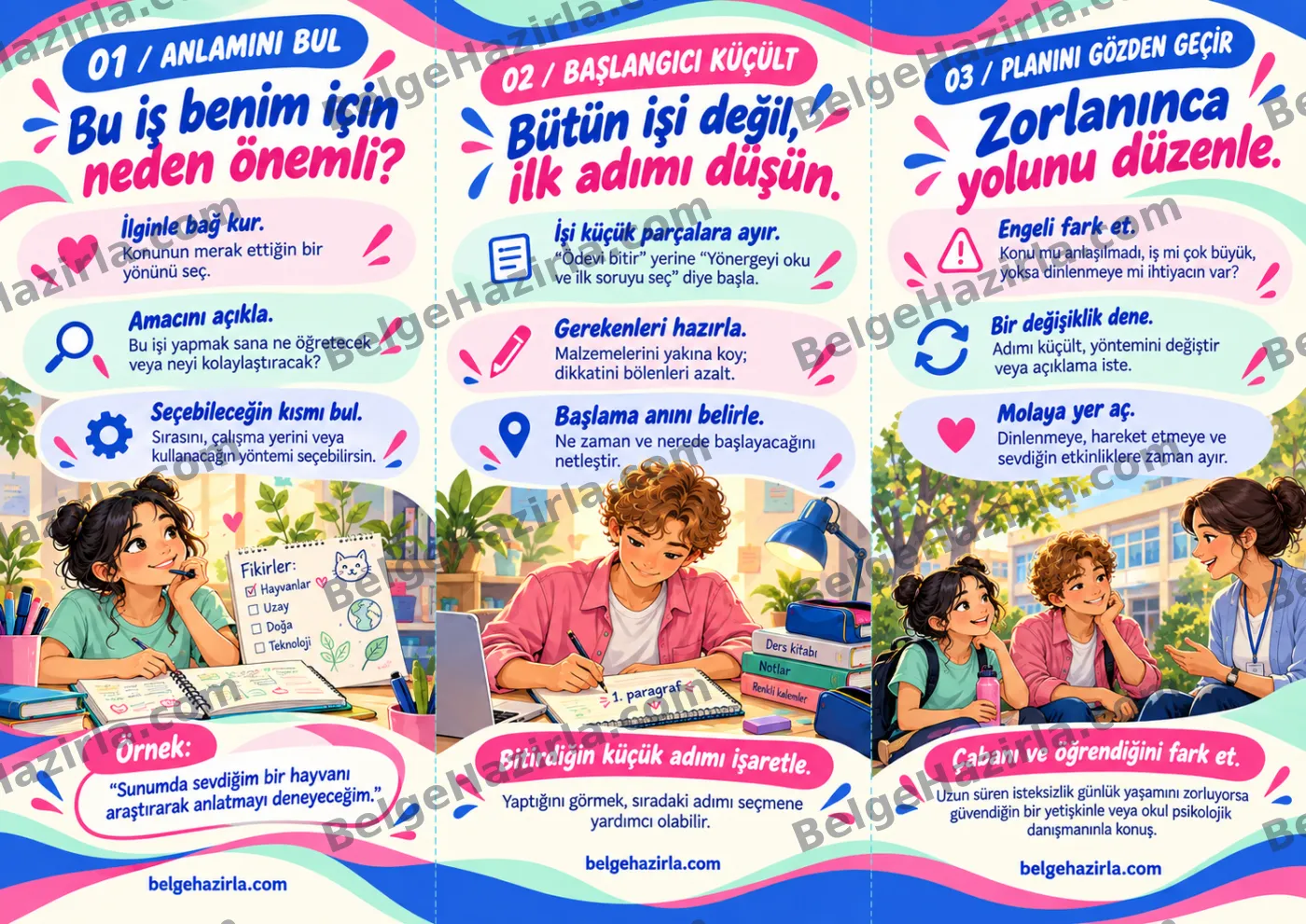 Motivasyon: Küçük Bir Adımla Başla Broşürü — arka yüz önizlemesi (filigranlı)