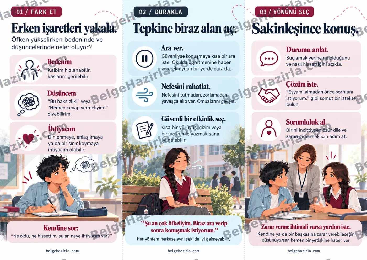 Öfke Yönetimi: Fark Et, Durakla, Yönünü Seç Broşürü — arka yüz önizlemesi (filigranlı)