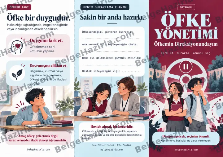 Öfke Yönetimi: Fark Et, Durakla, Yönünü Seç Broşürü ön yüz önizlemesi