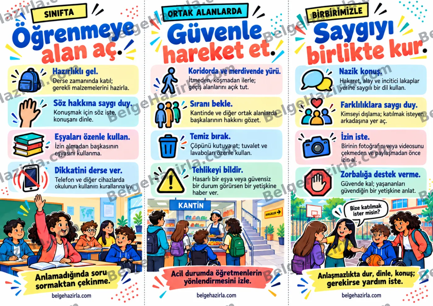Okul Kuralları: Birlikte Daha İyi Broşürü — arka yüz önizlemesi (filigranlı)