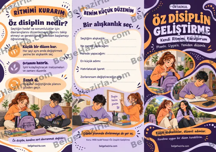 Öz Disiplin: Küçük Bir Rutin Kur Broşürü ön yüz önizlemesi