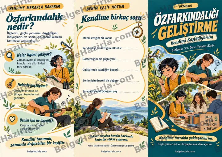 Öz Farkındalık: Kendime Merakla Bakıyorum Broşürü ön yüz önizlemesi