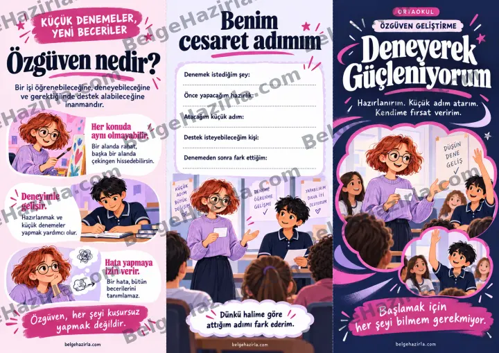 Özgüven: Küçük Denemelerle Gelişiyorum Broşürü ön yüz önizlemesi