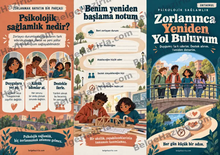 Psikolojik Sağlamlık: Zorlanınca Yeniden Başlamak Broşürü ön yüz önizlemesi