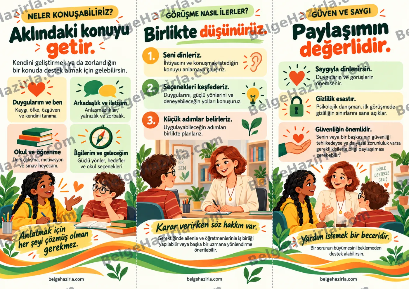 Rehberlik Servisi: Nasıl Destek Alabilirim? Broşürü — arka yüz önizlemesi (filigranlı)