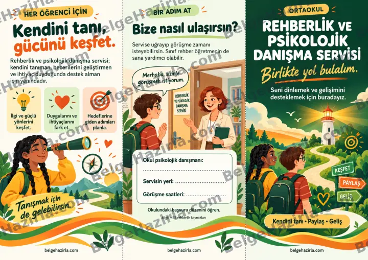 Rehberlik Servisi: Nasıl Destek Alabilirim? Broşürü ön yüz önizlemesi