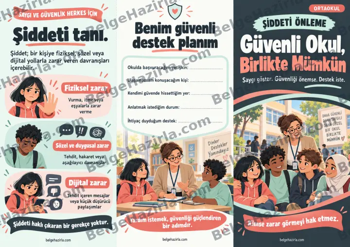 Şiddeti Önleme: Saygı ve Güvenlik Broşürü ön yüz önizlemesi