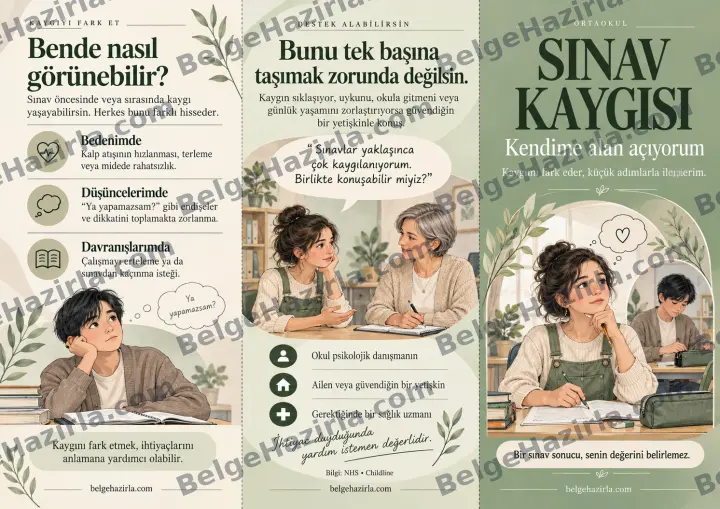 Sınav Kaygısı: Sınav Öncesi ve Sırasında Destek Broşürü ön yüz önizlemesi