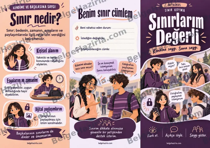 Sınır Koyma: Kişisel Alanıma Saygı Broşürü ön yüz önizlemesi