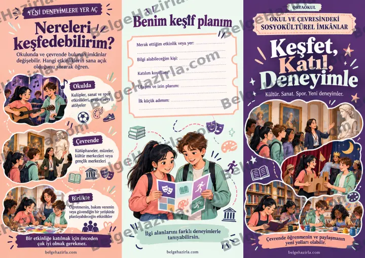 Sosyokültürel İmkânlar: Keşfet, Katıl, Deneyimle Broşürü ön yüz önizlemesi