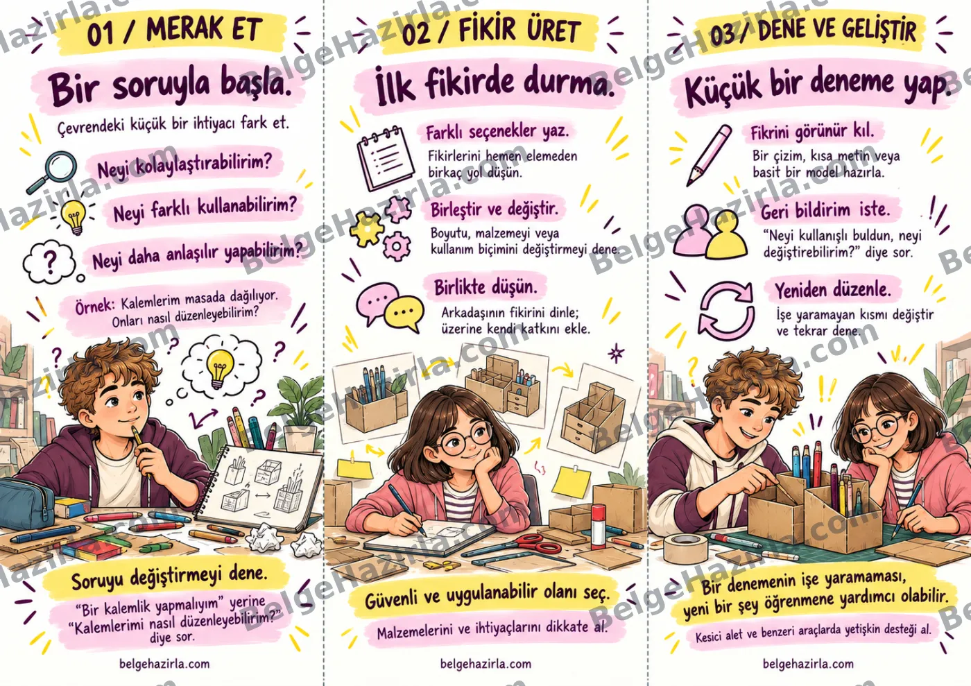 Yaratıcılık: Fikir Laboratuvarım Broşürü — arka yüz önizlemesi (filigranlı)