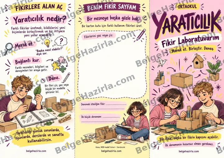 Yaratıcılık: Fikir Laboratuvarım Broşürü ön yüz önizlemesi